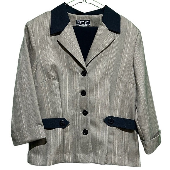 Spago Collection‎ Women's Collared 3/4 Sleeve Button Front Blazer Size 14 - Picture 1 of 6